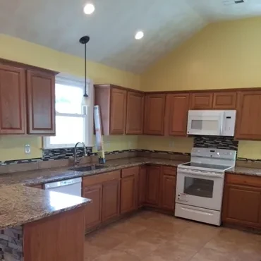 Finished kitchen after fire-damage restoration